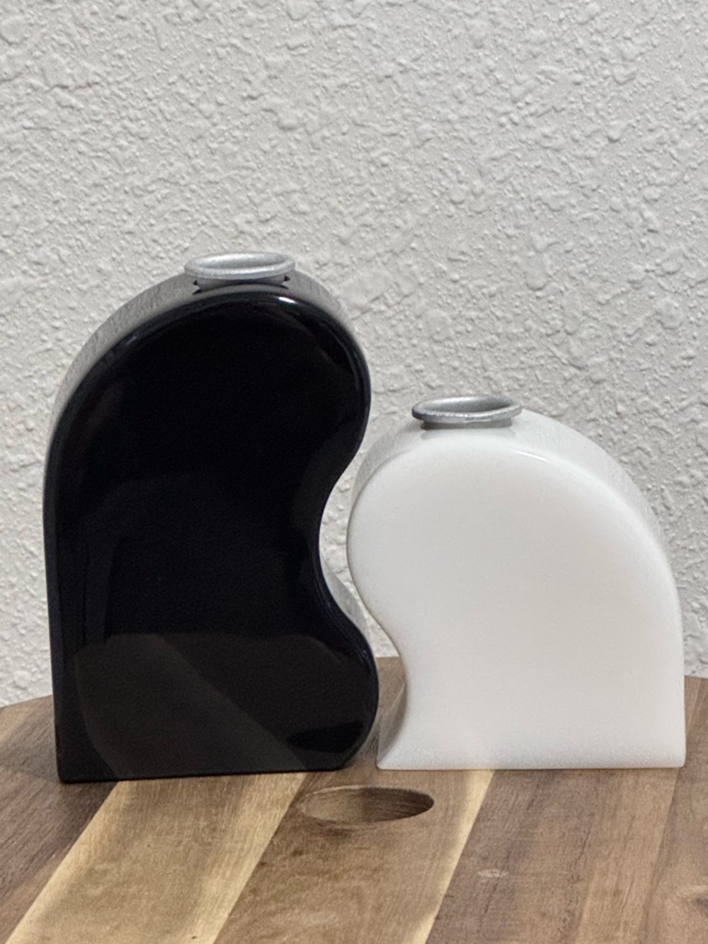 NWT Areaware Seymour Candle Holder Black & White Interlocking Sculptural Set